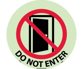 NMC GWFS24 Do Not Enter Glow Walk On Floor Sign, 6 Hour Glow Polyester, 17" x 17"