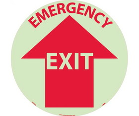 NMC GWFS25 Emergency Exit Glow Walk On Floor Sign, 6 Hour Glow Polyester, 17" x 17"