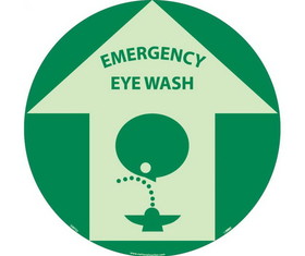 NMC GWFS5 Emergency Eye Wash Glow Walk On Floor Sign, 6 Hour Glow Polyester, 17" x 17"