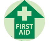 NMC GWFS6 First Aid Glow Walk On Floor Sign, 6 Hour Glow Polyester, 17