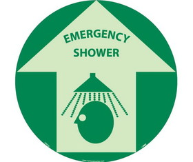 NMC GWFS8 Emergency Shower Glow Walk On Floor Sign, 6 Hour Glow Polyester, 17" x 17"