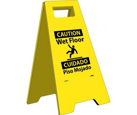 NMC HDFS201 Caution Wet Floor - Bilingual Heavy Duty Floor Stand, 24.63" x 10.75"