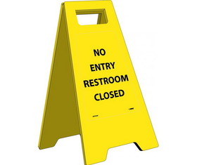NMC HDFS206 No Entry Restrooms Closed Heavy Duty Floor Stand, HEAVY DUTY PLASTIC, 24.63" x 10.75"