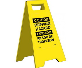 NMC HDFS207 Caution Tripping Hazard - Bilingual Heavy Duty Floor Stand, HEAVY DUTY PLASTIC, 24.63" x 10.75"