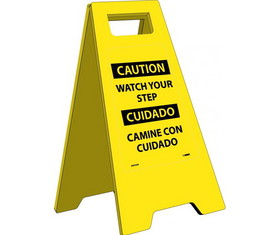 NMC HDFS208 Caution Watch Your Step - Bilingual Heavy Duty Floor Stand, HEAVY DUTY PLASTIC, 24.63" x 10.75"