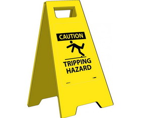 NMC HDFS212 Caution Tripping Hazard Heavy Duty Floor Stand, HEAVY DUTY PLASTIC, 24.63" x 10.75"