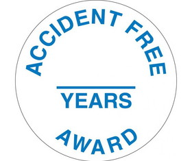 NMC HH111 Accident Free & Years Award Hart Hat Emblem, Adhesive Backed Vinyl, 2" x 2"