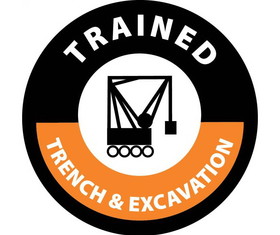 NMC HH118 Trained Trench & Excavation Hard Hat Emblem, Adhesive Backed Vinyl, 2" x 2"