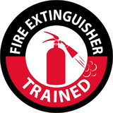 NMC HH136 Fire Extinguisher Trained Hard Hat Label
