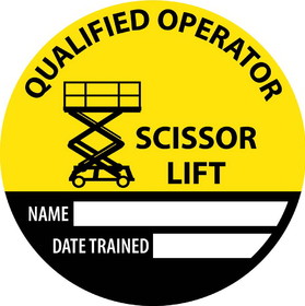 NMC HH148 Safety Trained Scissor Lift Name Date Trained Hard Hat Label
