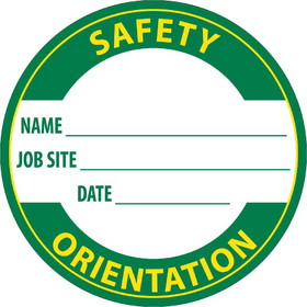 NMC HH168 Safety Orientation Name: Job Site Hard Hat Label