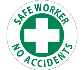 NMC HH27 Safe Worker No Accidents Hard Hat Emblem, Adhesive Backed Vinyl, 2" x 2"