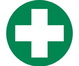 NMC HH30R (White Cross On Green Background) Hard Hat Label, Adhesive Backed Vinyl, 2
