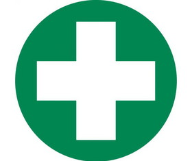 NMC HH30R (White Cross On Green Background) Hard Hat Label, Adhesive Backed Vinyl, 2" x 2"