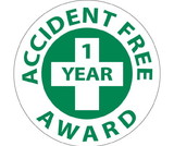 NMC HH31 Accident Free 1 Year Award Hard Hat Emblem, Adhesive Backed Vinyl, 2