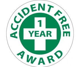 NMC HH31 Accident Free 1 Year Award Hard Hat Emblem, Adhesive Backed Vinyl, 2" x 2"