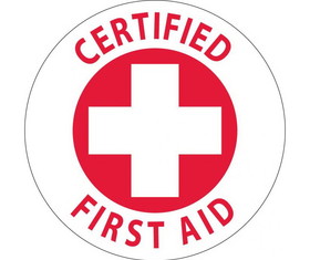NMC HH35R Certified First Aid Hard Hat Label, Adhesive Backed Vinyl, 2" x 2"