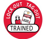 NMC HH47 Lock-Out Tag-Out Trained Hard Hat Emblem, PRESSURE SENSITIVE VINYL .002, 2