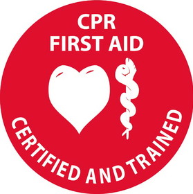 NMC HH55 Cpr First Aid Certified And Trained Hard Hat Emblem, Reflective Vinyl Sheeting, 2" x 2"