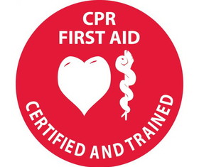 NMC HH55R Cpr First Aid   Certified And Trained Hard Hat Label, PRESSURE SENSITIVE VINYL .002, 2" x 2"
