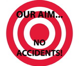 NMC HH57 Our Aim No Accidents Hard Hat Emblem, Adhesive Backed Vinyl, 2
