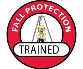 NMC HH71R Fall Protection Trained Hard Hat Label, PRESSURE SENSITIVE VINYL .002, 2" x 2"