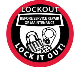 NMC HH74R Lockout Before Service Repair Or Maint.. Hard Hat Label, Adhesive Backed Vinyl, 2" x 2"