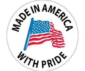 NMC HH75 Made In America With Pride Hard Hat Emblem, Adhesive Backed Vinyl, 2" x 2"