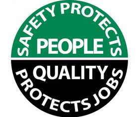 NMC HH80 Safety Protects People Quality Protects Jobs Hard Hat Emblem, PRESSURE SENSITIVE VINYL .002, 2" x 2"