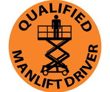NMC HH83R Qualified Man Lift Driver Hard Hat Label, PRESSURE SENSITIVE VINYL .002, 2