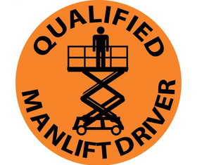 NMC HH83R Qualified Man Lift Driver Hard Hat Label, PRESSURE SENSITIVE VINYL .002, 2" x 2"