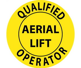NMC HH84R Qualified Operator Aerial Lift Hard Hat Label, PRESSURE SENSITIVE VINYL .002, 2" x 2"
