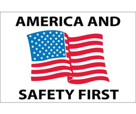 NMC HH90 America And Safety First Hard Hat Emblem, Adhesive Backed Vinyl, 2" x 3"