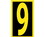 NUMBER- 9- 2.5 HIGH VISIBILITY YELLOW BLACK- PS VINYL