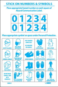 NMC HM41 Personal Protection Numbers & Symbols Right-To-Know Label, Adhesive Backed Vinyl, 6" x 4"