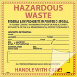 NMC HW1SL25 Self Lamination Hazardous Waste Label, PRESSURE SENSITIVE VINYL .002, 6