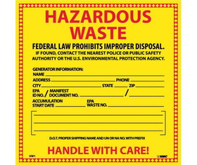 NMC HW1 Hazardous Waste Hazmat Label