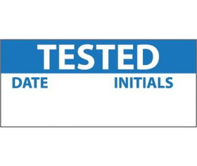 NMC INL11LBL Tested Date & Initials Label, INSPECTION LABEL- TESTED- BLUE/WHT- 1X2 1/4- PS VINYL (27 LABELS)