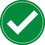 GREEN CHECK MARK- 6" DIA. LABEL- PS VINYL- PACK OF 5
