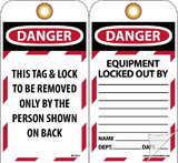 NMC JMTAG1 Danger Equipment Locked Out Tag, Card Stock, 7.38