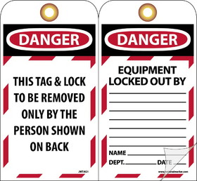 NMC JMTAG1 Danger Equipment Locked Out Tag, Card Stock, 7.38" x 4"