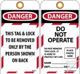 NMC JMTAG2 Danger Do Not Operate Do Not Remove This Lock Tag, Card Stock, 7.38