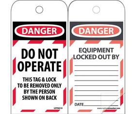 NMC LOTAG10SL150 Danger Do Not Operate Tag, Polytag, 6" x 3"