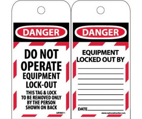 NMC LOTAG11ST Danger Do Not Operate Equipment Tag, Polytag, 6" x 3"