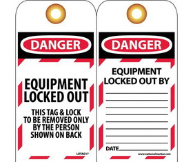NMC LOTAG17ST Danger Equipment Locked Out Tag, Polytag, 6" x 3"