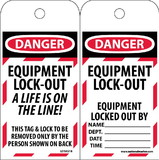 NMC LOTAG18ST Danger Equipment Lock Out A Life Is On Tag, Polytag, 6