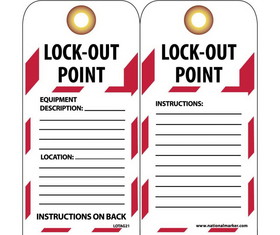 NMC LOTAG21 Danger Lockout Point Tag, Unrippable Vinyl, 6" x 3"