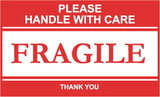 NMC LR05 Please Handle With Care Fragile Thank You Label, PRESSURE SENSITIVE PAPER, 2.5