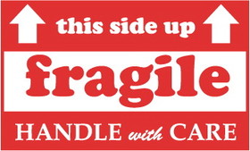 NMC LR08 This Side Up Fragile Handle With Care Label, PRESSURE SENSITIVE PAPER, 3" x 5"