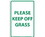 NMC 12" X 18" Plastic Safety Identification Sign, Please Keep Off Grass (Green On White), Price/each